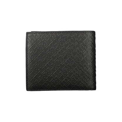 Portefeuille élégant en cuir noir Tommy Hilfiger à compartiments multiples