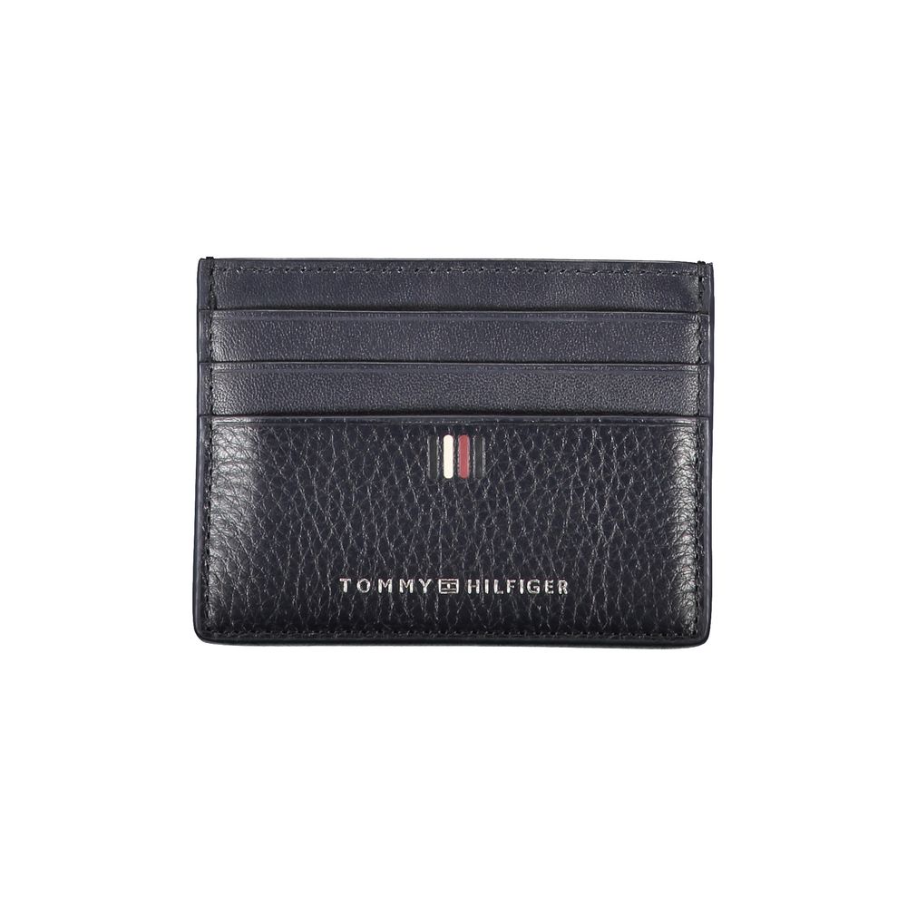Porte-cartes Tommy Hilfiger en cuir bleu élégant avec détails contrastés