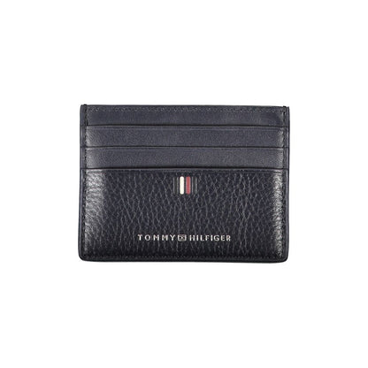 Porte-cartes Tommy Hilfiger en cuir bleu élégant avec détails contrastés