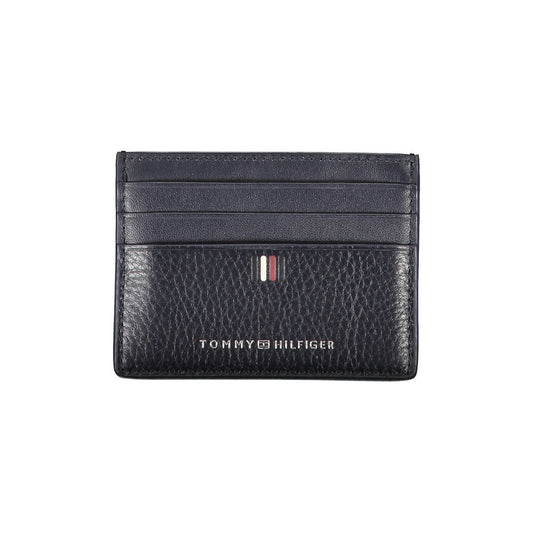 Porte-cartes Tommy Hilfiger en cuir bleu élégant avec détails contrastés
