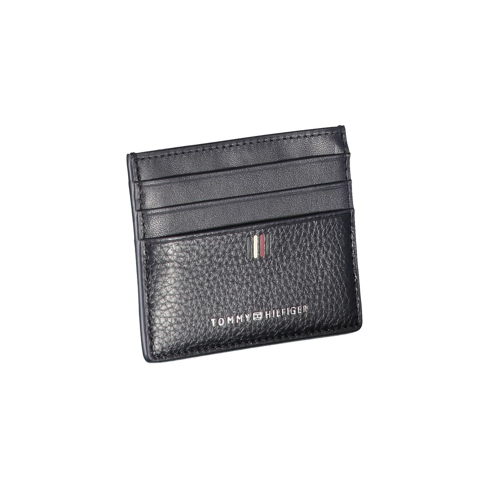 Porte-cartes Tommy Hilfiger en cuir bleu élégant avec détails contrastés