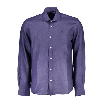 North Sails Blue Linen Men Shirt by North Sails