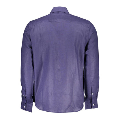 North Sails Blue Linen Men Shirt by North Sails