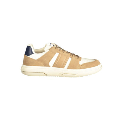 Tommy Hilfiger Beige Leather Men Sneaker by Tommy Hilfiger