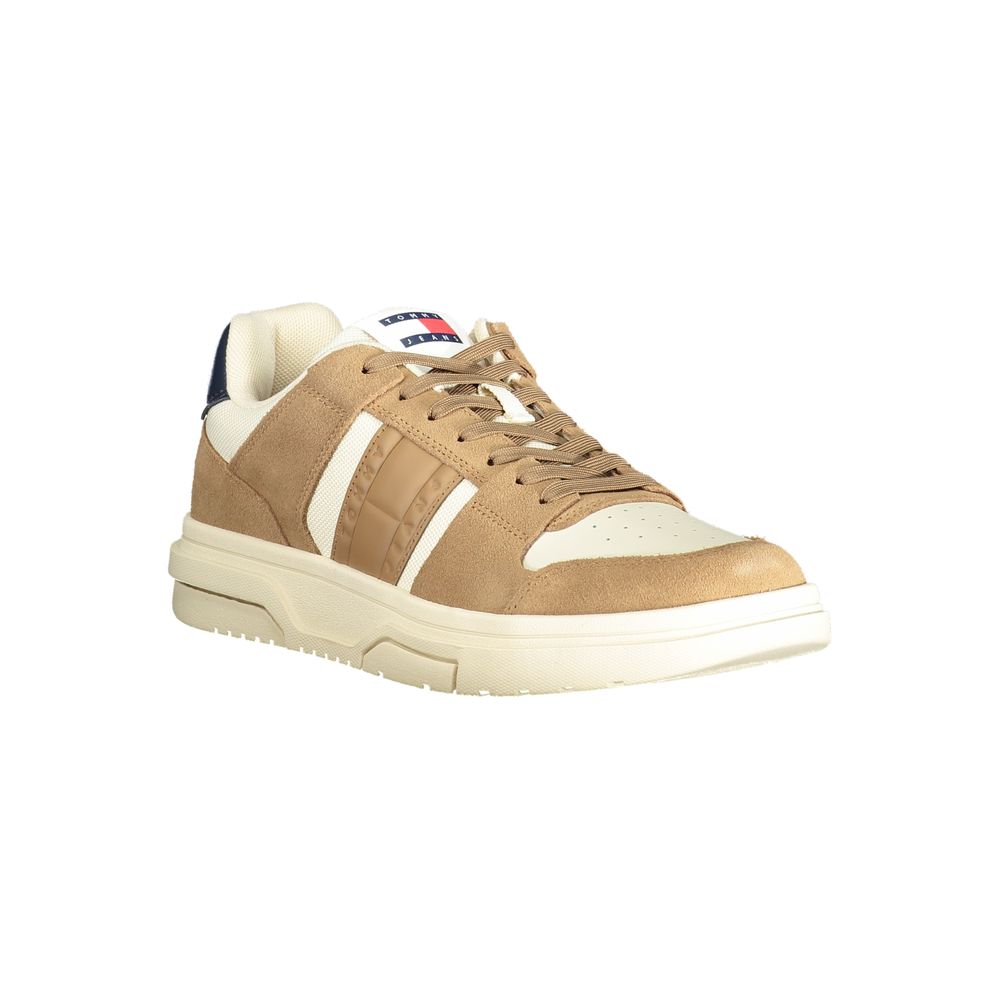 Tommy Hilfiger Beige Leather Men Sneaker by Tommy Hilfiger