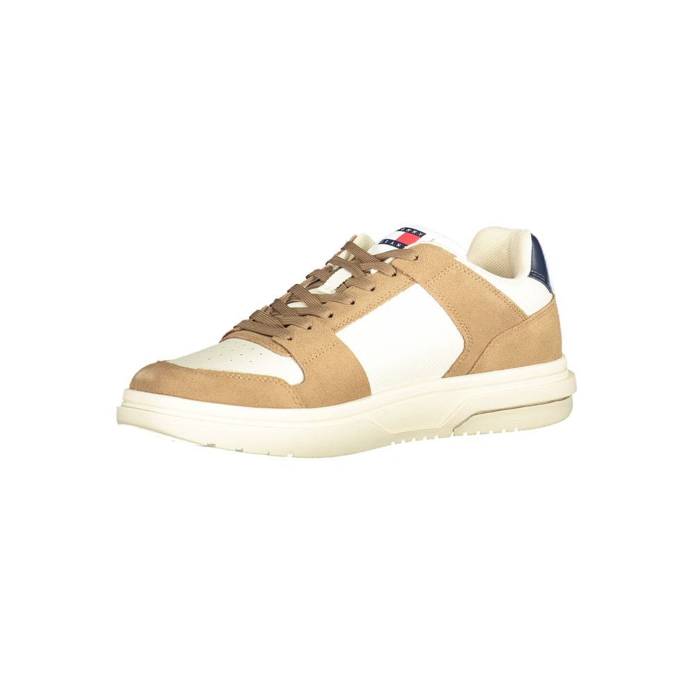Tommy Hilfiger Beige Leather Men Sneaker by Tommy Hilfiger