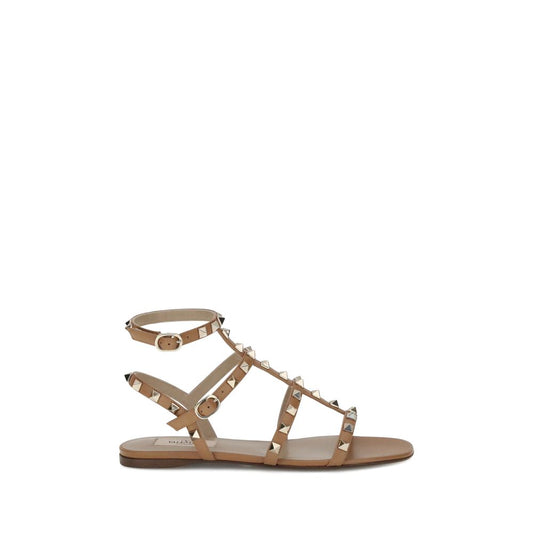 Valentino Garavani Rockstud Leather Sandalen Zwart