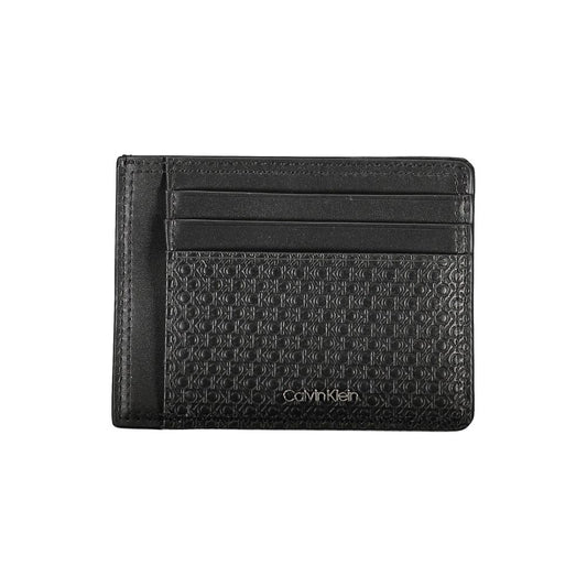 Porte-monnaie élégant en cuir noir Calvin Klein avec porte-cartes