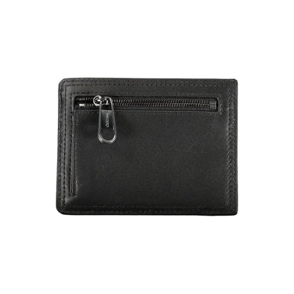 Porte-monnaie élégant en cuir noir Calvin Klein avec porte-cartes