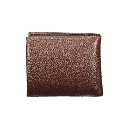 Portefeuille à deux volets élégant en cuir marron Tommy Hilfiger