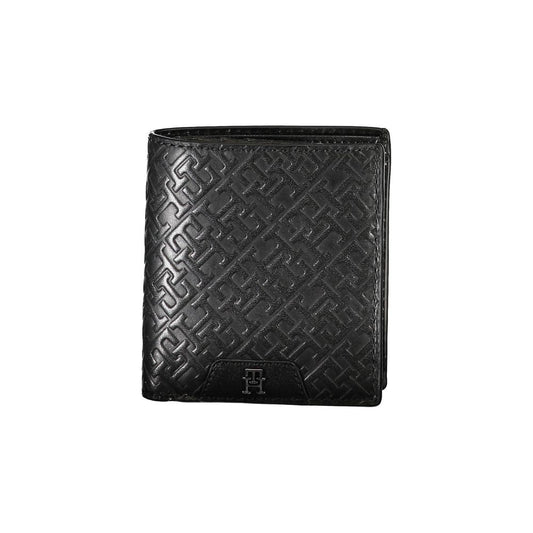 Portefeuille Tommy Hilfiger élégant en cuir noir à deux compartiments