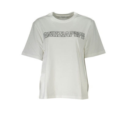 Patrizia Pepe Elegant Short Sleeve Crew Neck T-Shirt with Rhinestone Detail by Patrizia Pepe