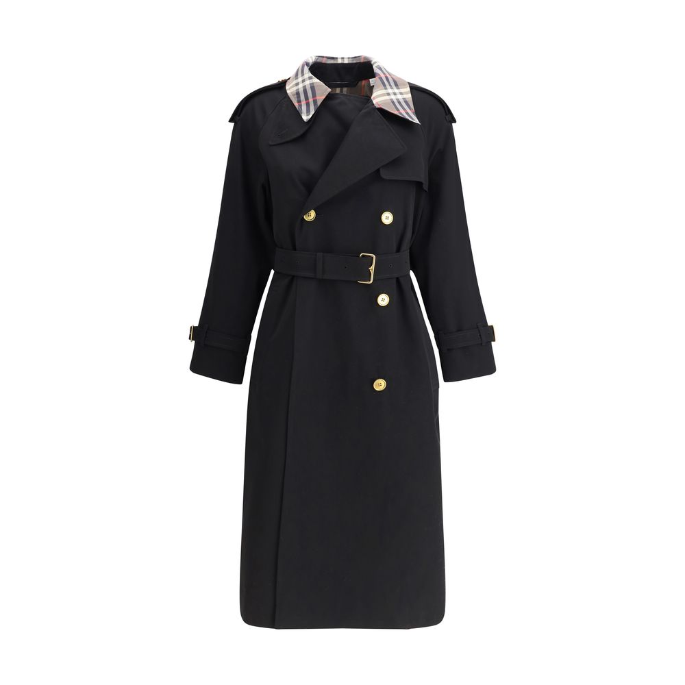 Trench-coat long Burberry Castleford avec col à carreaux