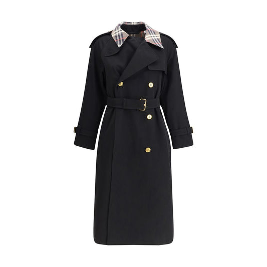 Trench-coat long Burberry Castleford avec col à carreaux