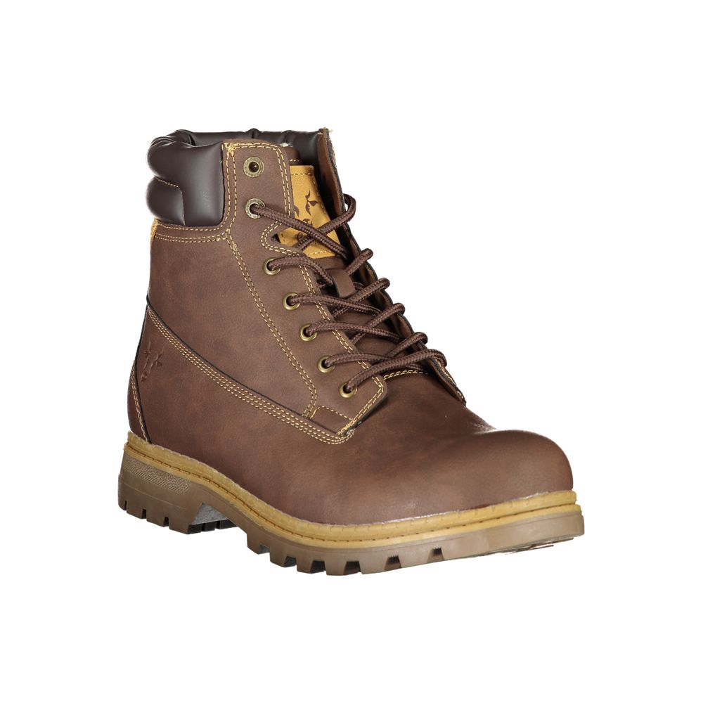 Carrera Elegant Brown Lace-Up Boots with Contrast Detail by Carrera