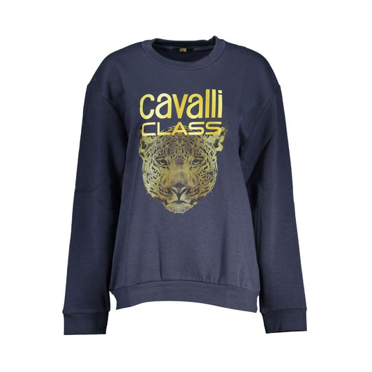 Cavalli Class Elegant Blue Fleece Crew Neck Sweatshirt by Cavalli Class