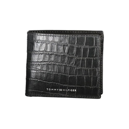 Portefeuille en cuir noir Tommy Hilfiger