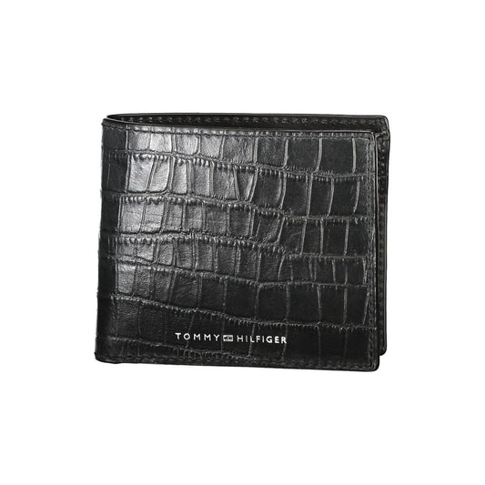 Portefeuille en cuir noir Tommy Hilfiger