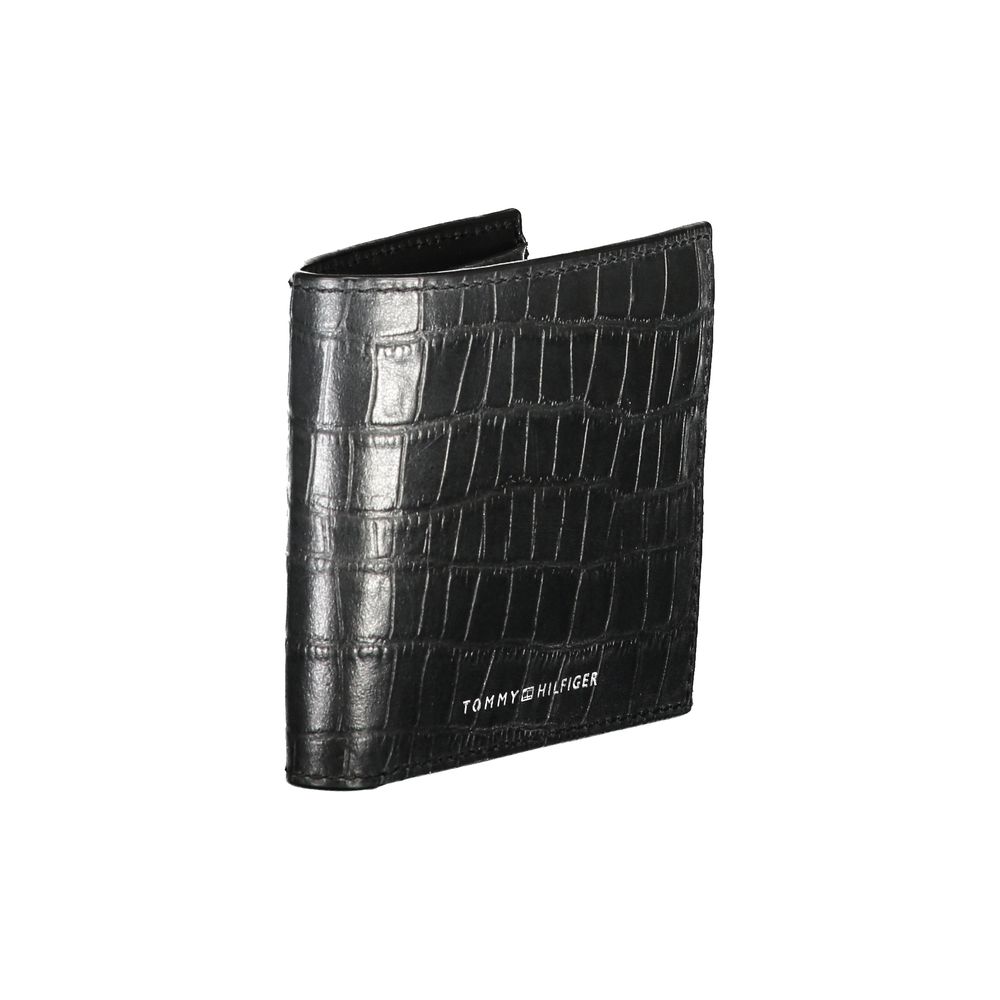 Portefeuille en cuir noir Tommy Hilfiger