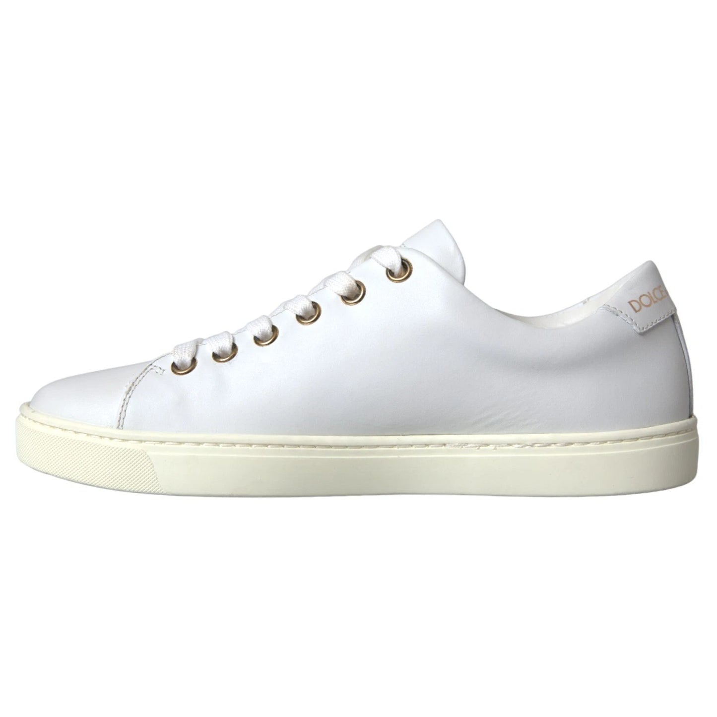 Dolce & Gabbana White Leather Gold Red Heart Sneakers Shoes by Dolce & Gabbana