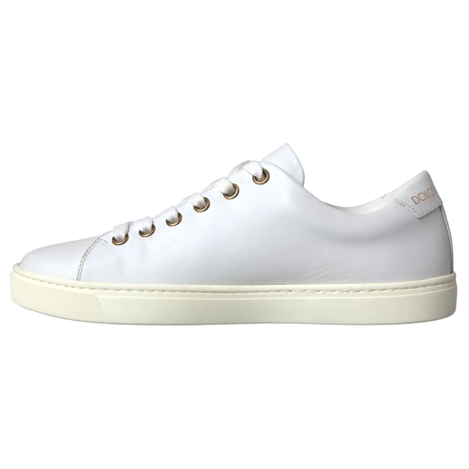 Dolce & Gabbana White Leather Gold Red Heart Sneakers Shoes by Dolce & Gabbana