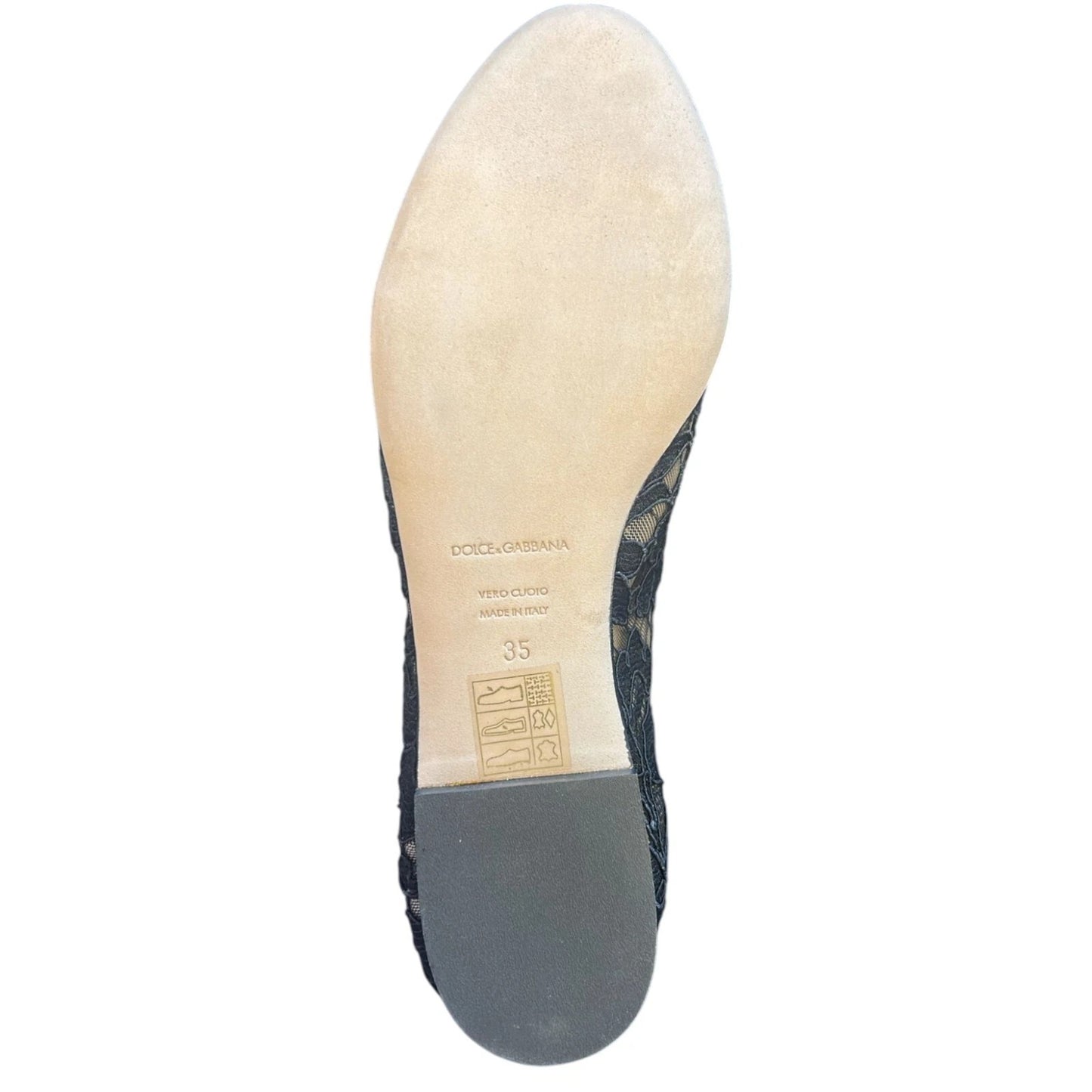 Dolce &amp; Gabbana Black Lace Crystal Ballet Flats Loafer Shoes