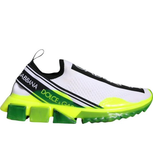 Dolce & Gabbana White Yellow Slip On Sorrento Sneakers Shoes by Dolce & Gabbana