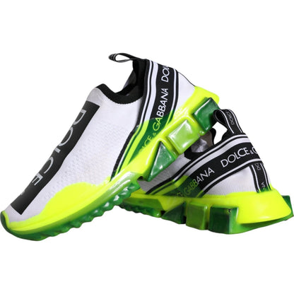 Dolce & Gabbana White Yellow Slip On Sorrento Sneakers Shoes by Dolce & Gabbana