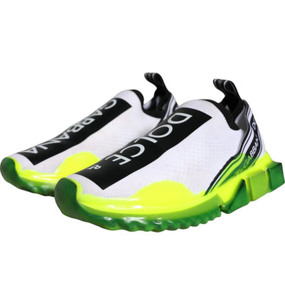 Dolce & Gabbana White Yellow Slip On Sorrento Sneakers Shoes by Dolce & Gabbana