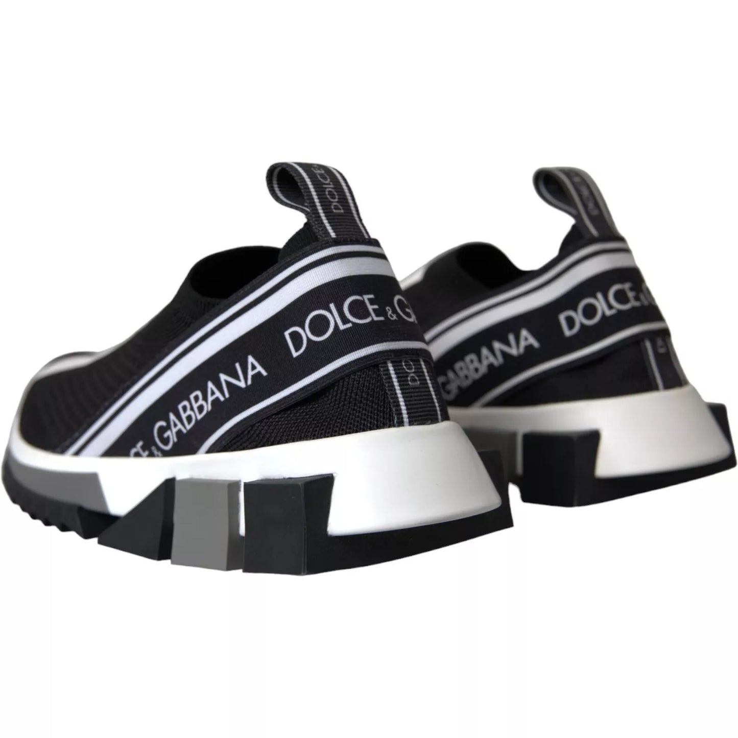 Dolce &amp; Gabbana Black White Slip On Sorrento Sneakers Shoes
