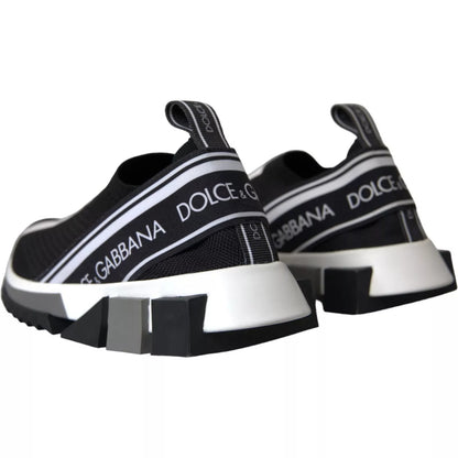 Dolce &amp; Gabbana Black White Slip On Sorrento Sneakers Shoes