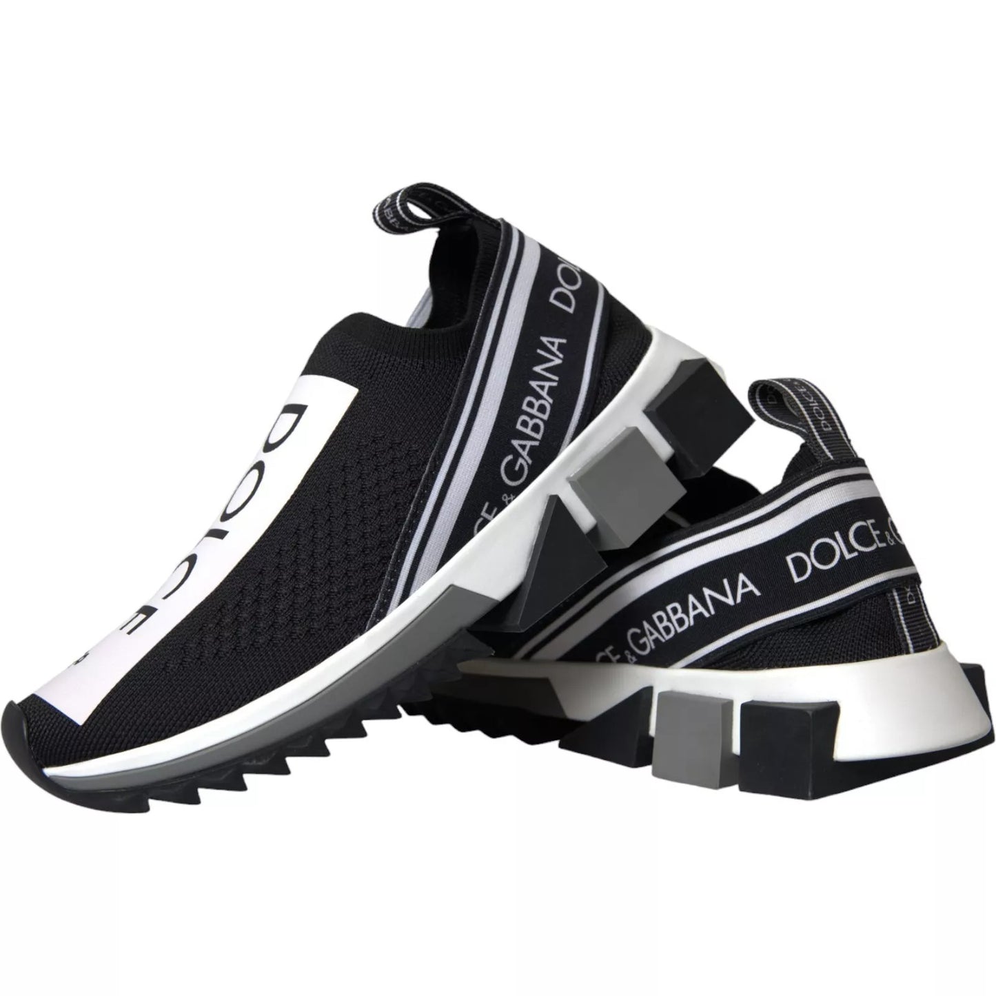 Dolce &amp; Gabbana Black White Slip On Sorrento Sneakers Shoes