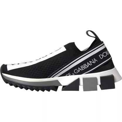 Dolce &amp; Gabbana Black White Slip On Sorrento Sneakers Shoes