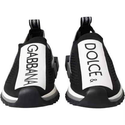 Dolce &amp; Gabbana Black White Slip On Sorrento Sneakers Shoes