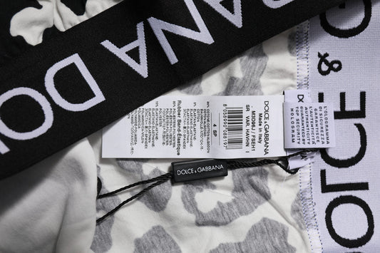 Sous-vêtements Dolce &amp; Gabbana en coton blanc et noir avec logo léopard