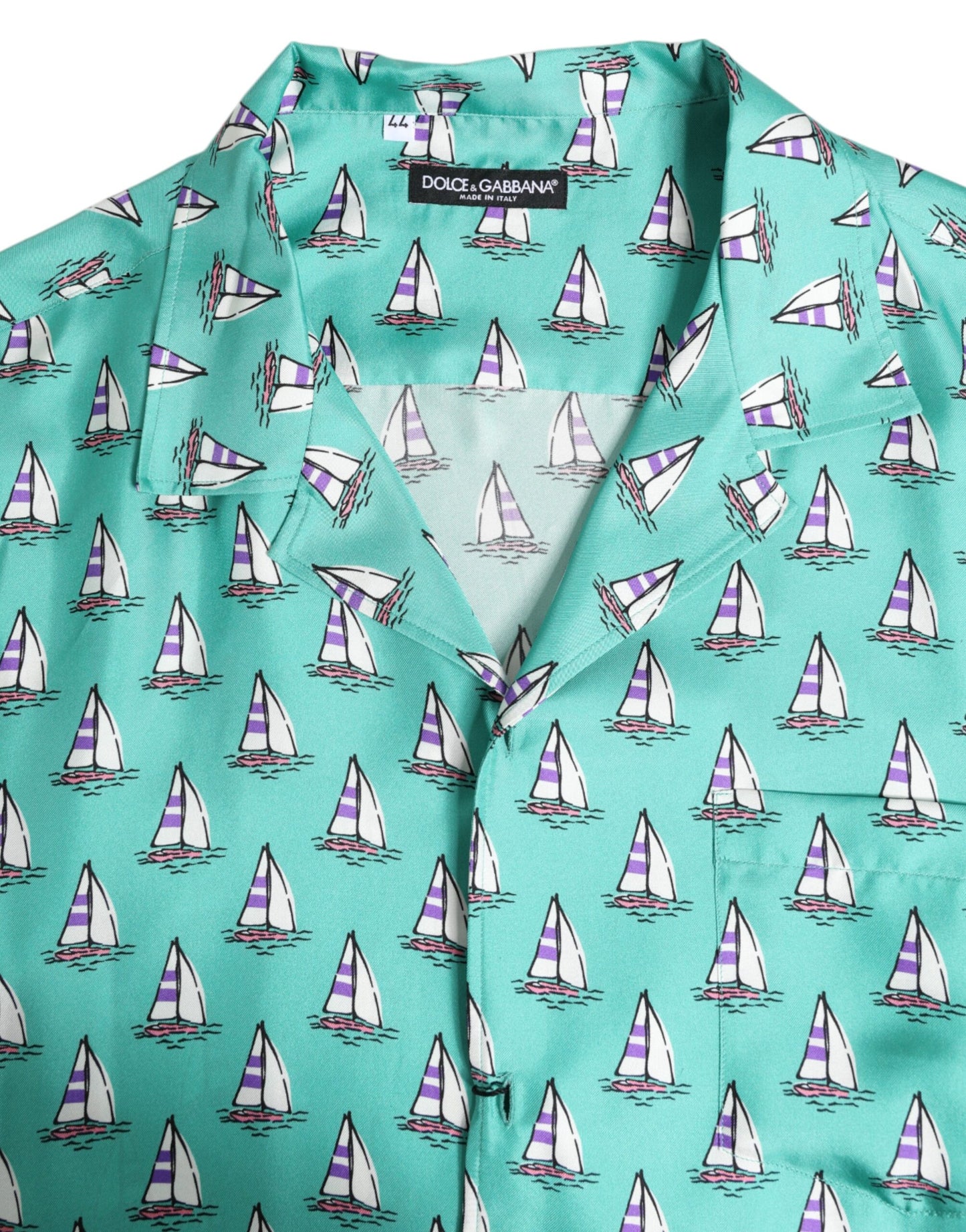 Dolce & Gabbana Green Printed Short Sleeves Casual Shirt by Dolce & Gabbana