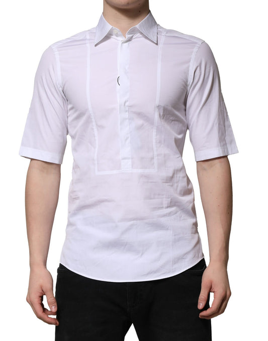 Dolce & Gabbana White Cotton Short Sleeves Men Formal Shirt by Dolce & Gabbana