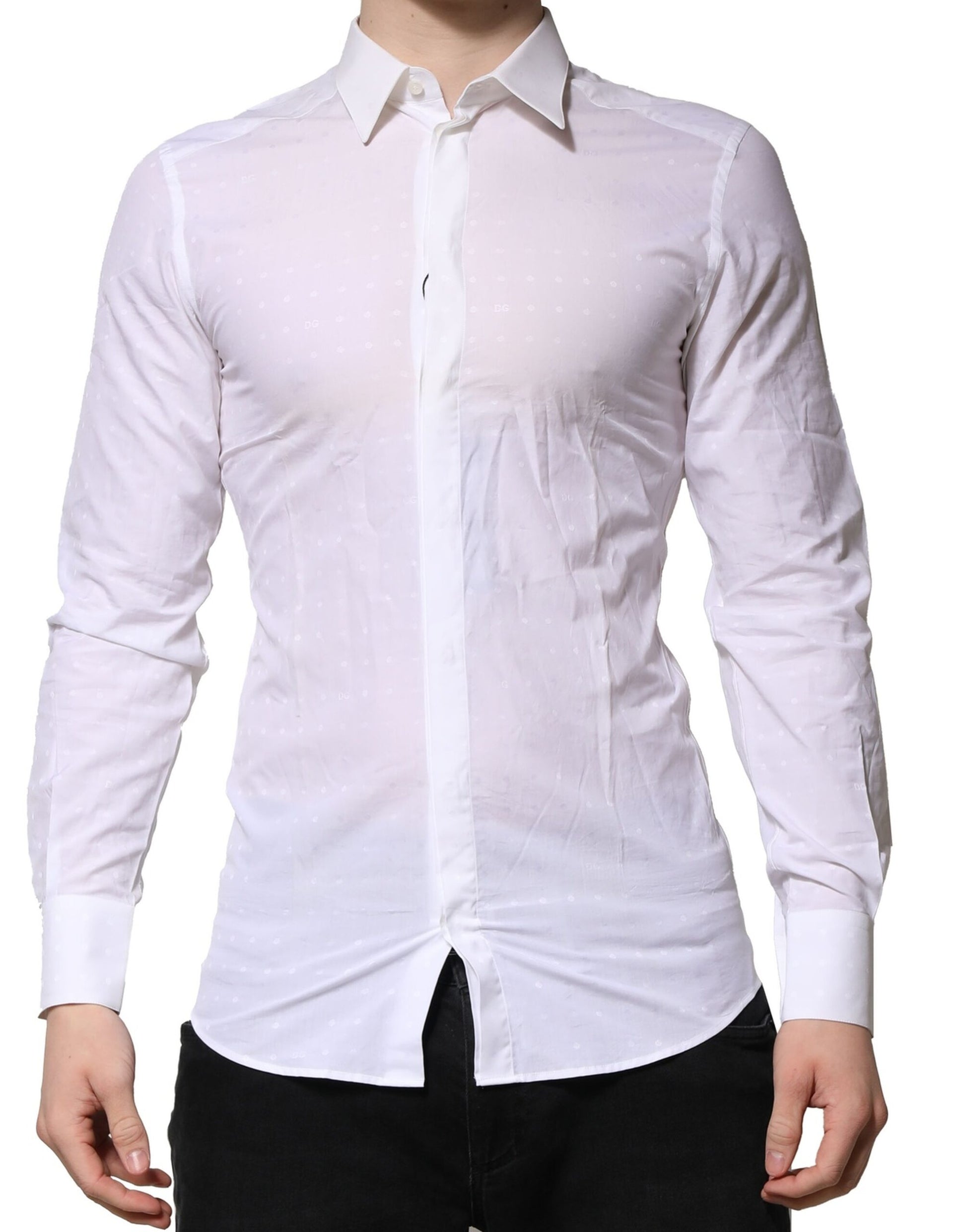 Dolce & Gabbana White Cotton GOLD Long Sleeves Formal Shirt by Dolce & Gabbana