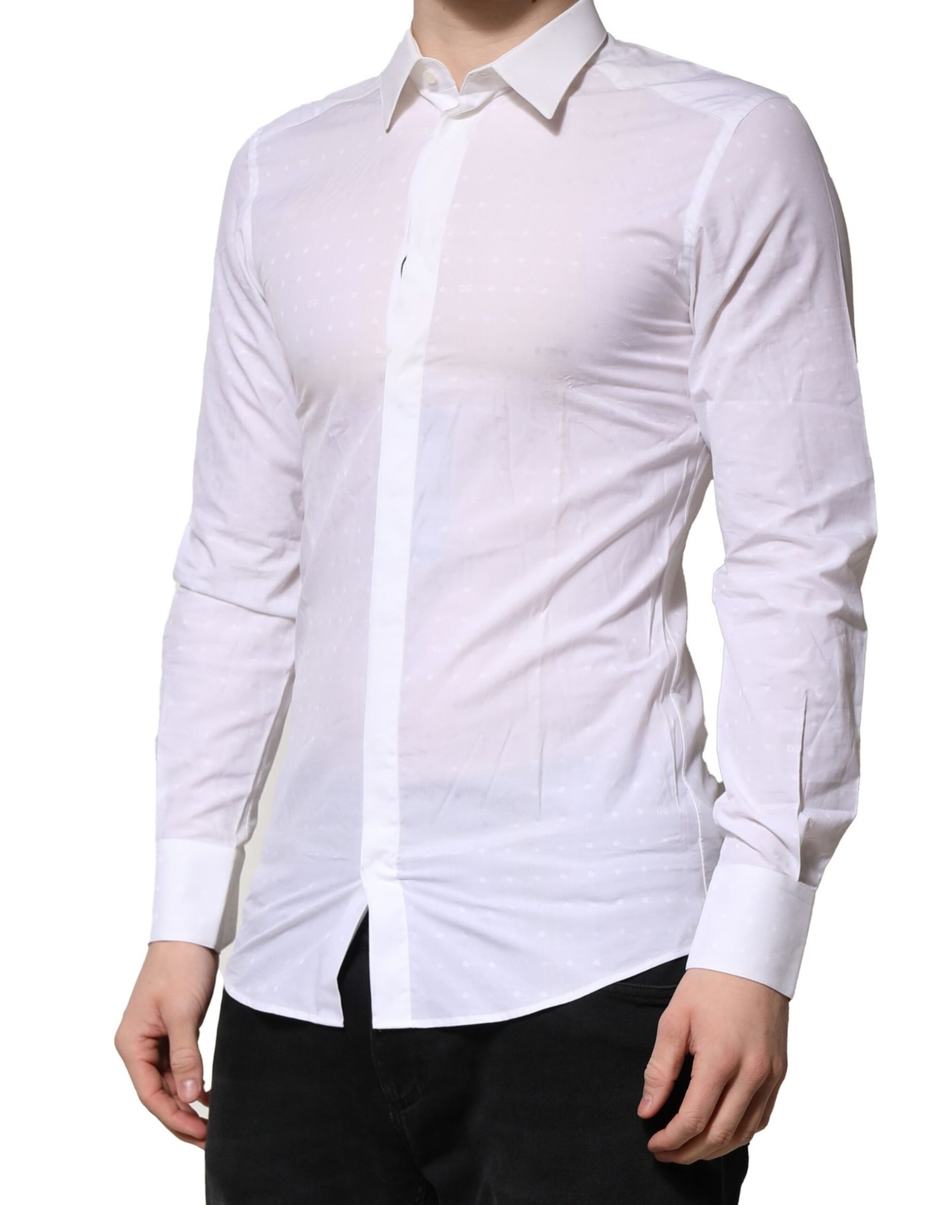 Dolce & Gabbana White Cotton GOLD Long Sleeves Formal Shirt by Dolce & Gabbana