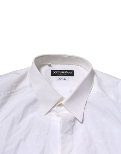 Dolce & Gabbana White Cotton GOLD Long Sleeves Formal Shirt by Dolce & Gabbana