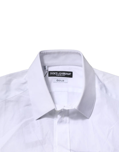 Dolce & Gabbana White Cotton GOLD Short Sleeves Formal Shirt by Dolce & Gabbana