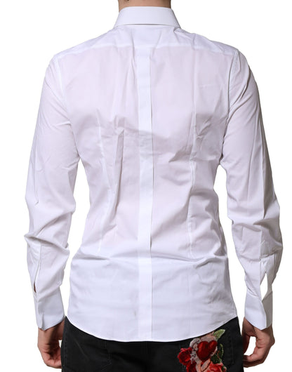 Dolce & Gabbana White Long Sleeves Dress GOLD Formal Shirt by Dolce & Gabbana