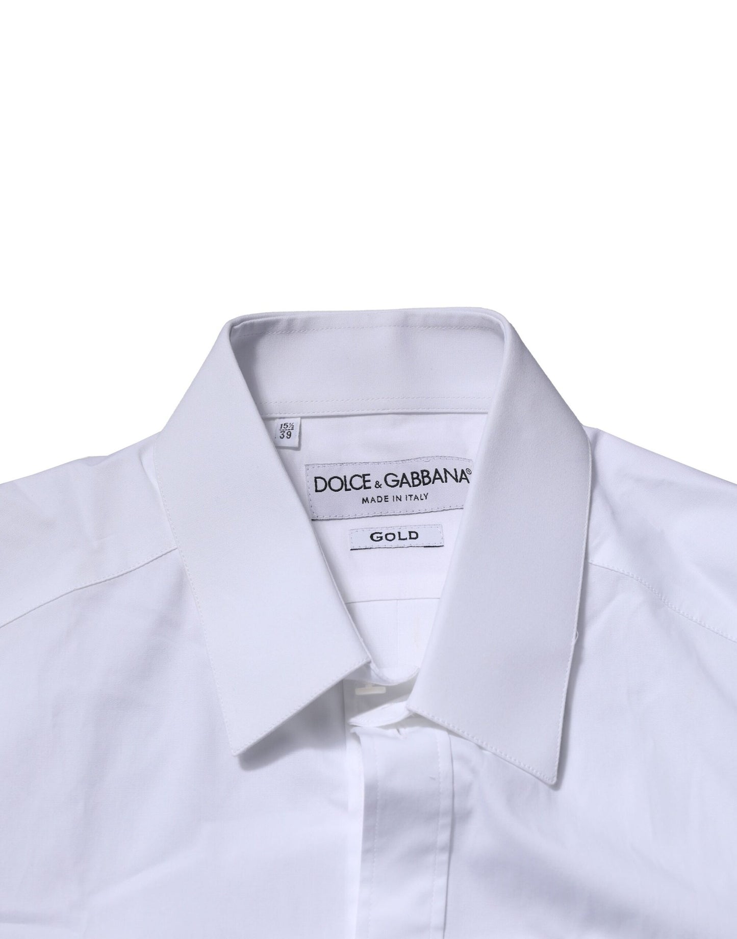 Dolce & Gabbana White Long Sleeves Dress GOLD Formal Shirt by Dolce & Gabbana