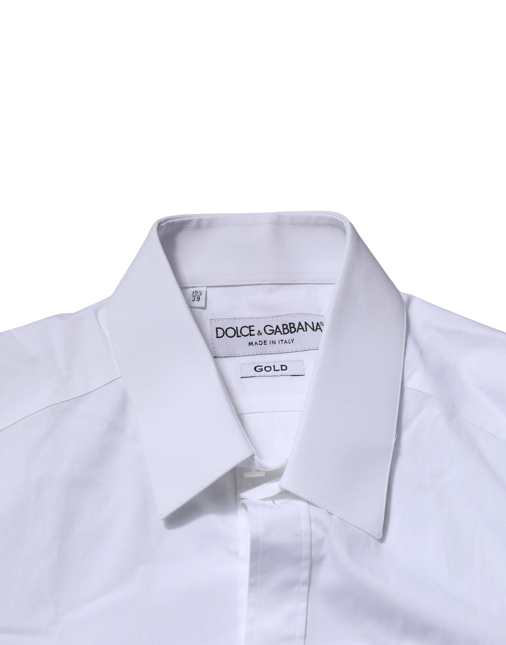 Dolce & Gabbana White Long Sleeves Dress GOLD Formal Shirt by Dolce & Gabbana