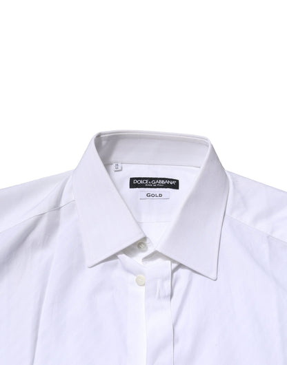 Dolce & Gabbana White Cotton GOLD Long Sleeves Formal Shirt by Dolce & Gabbana