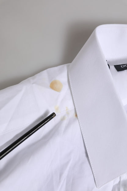 Dolce & Gabbana White Cotton MARTINI Long Sleeve Formal Shirt by Dolce & Gabbana