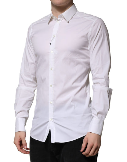 Dolce & Gabbana White Cotton GOLD Long Sleeves Formal Shirt by Dolce & Gabbana