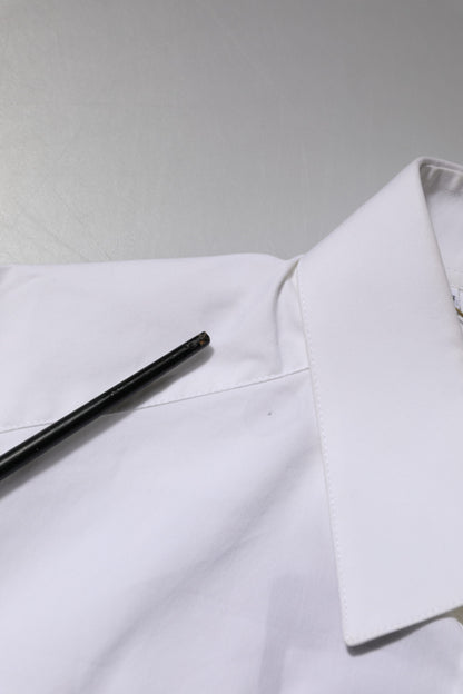 Dolce & Gabbana White Cotton GOLD Long Sleeves Formal Shirt by Dolce & Gabbana