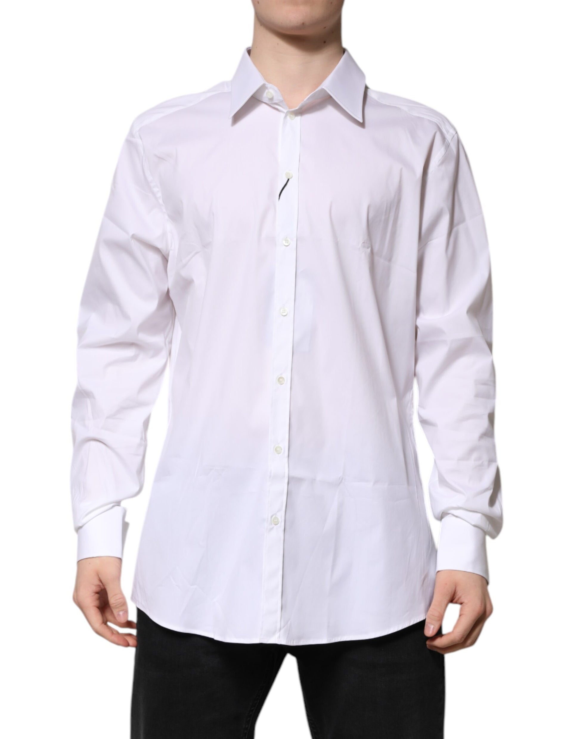 Dolce & Gabbana White Cotton GOLD Long Sleeves Formal Shirt by Dolce & Gabbana