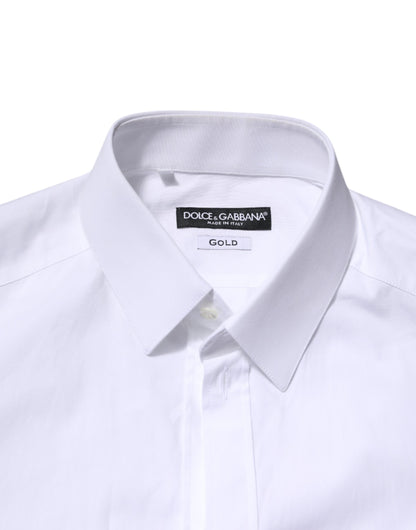 Dolce & Gabbana White Cotton GOLD Long Sleeves Formal Shirt by Dolce & Gabbana